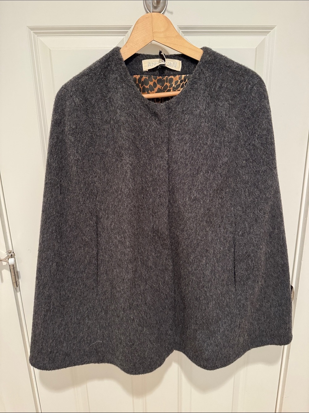 Anna Rita N Charcoal Wool-Blend Cape M NWT